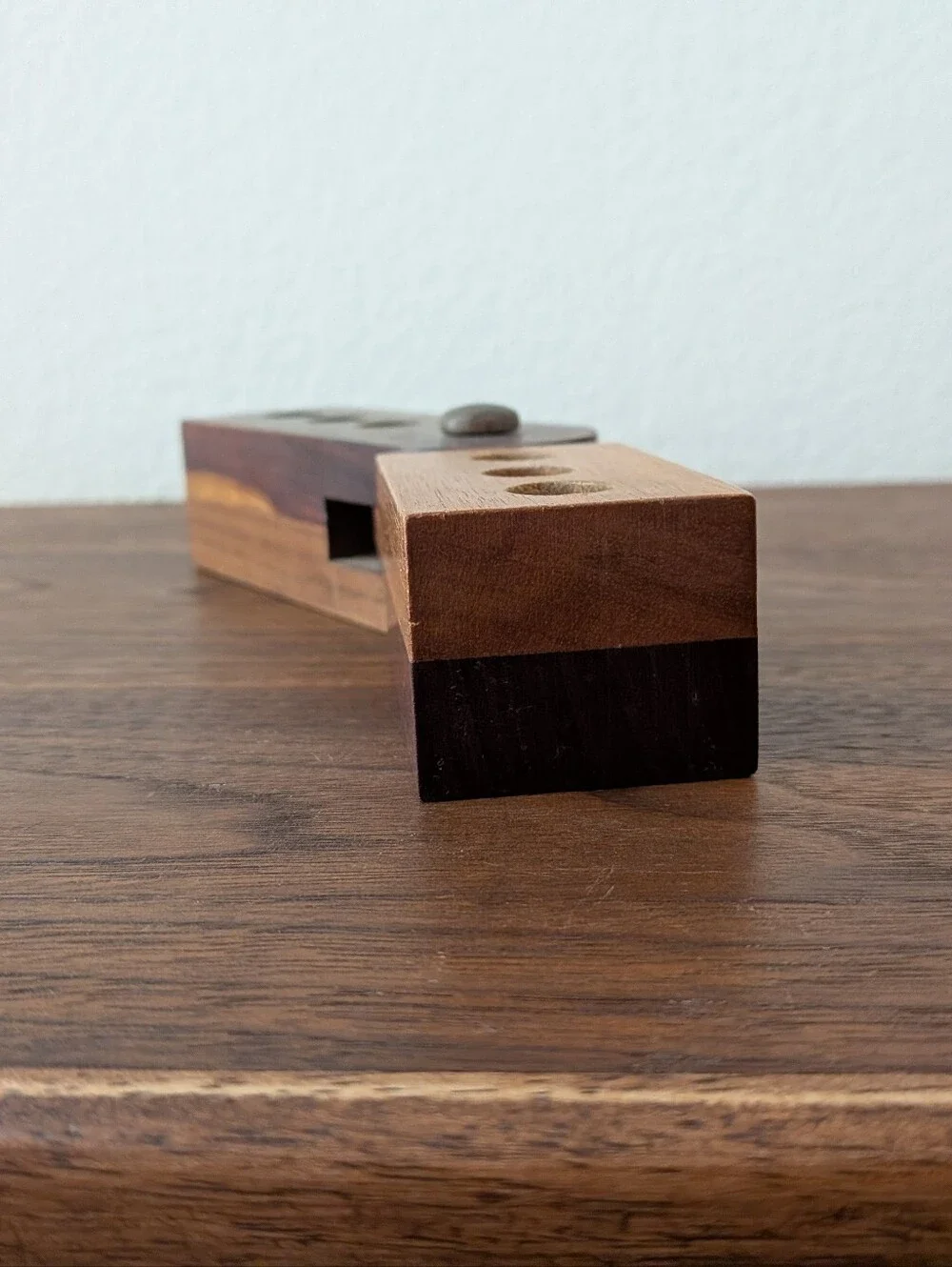 Vintage Handcrafted WoodenHinged Rotating Pen Pencil Holder Desktop Organizer 8